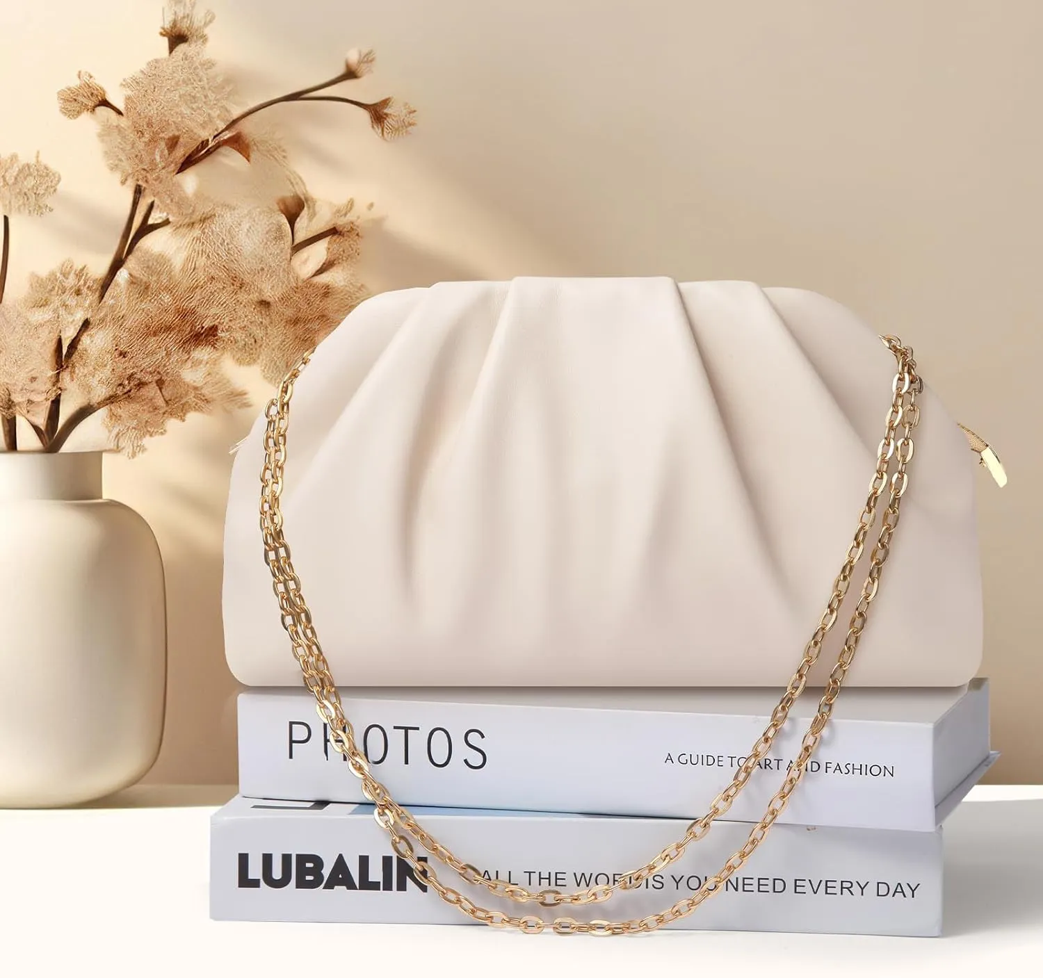 lovyoCoCo Clutch Purse for Women Soft Pleated PU Wedding Clutch, Elegant Evening Bag for Galas, Proms,Cocktail Parties