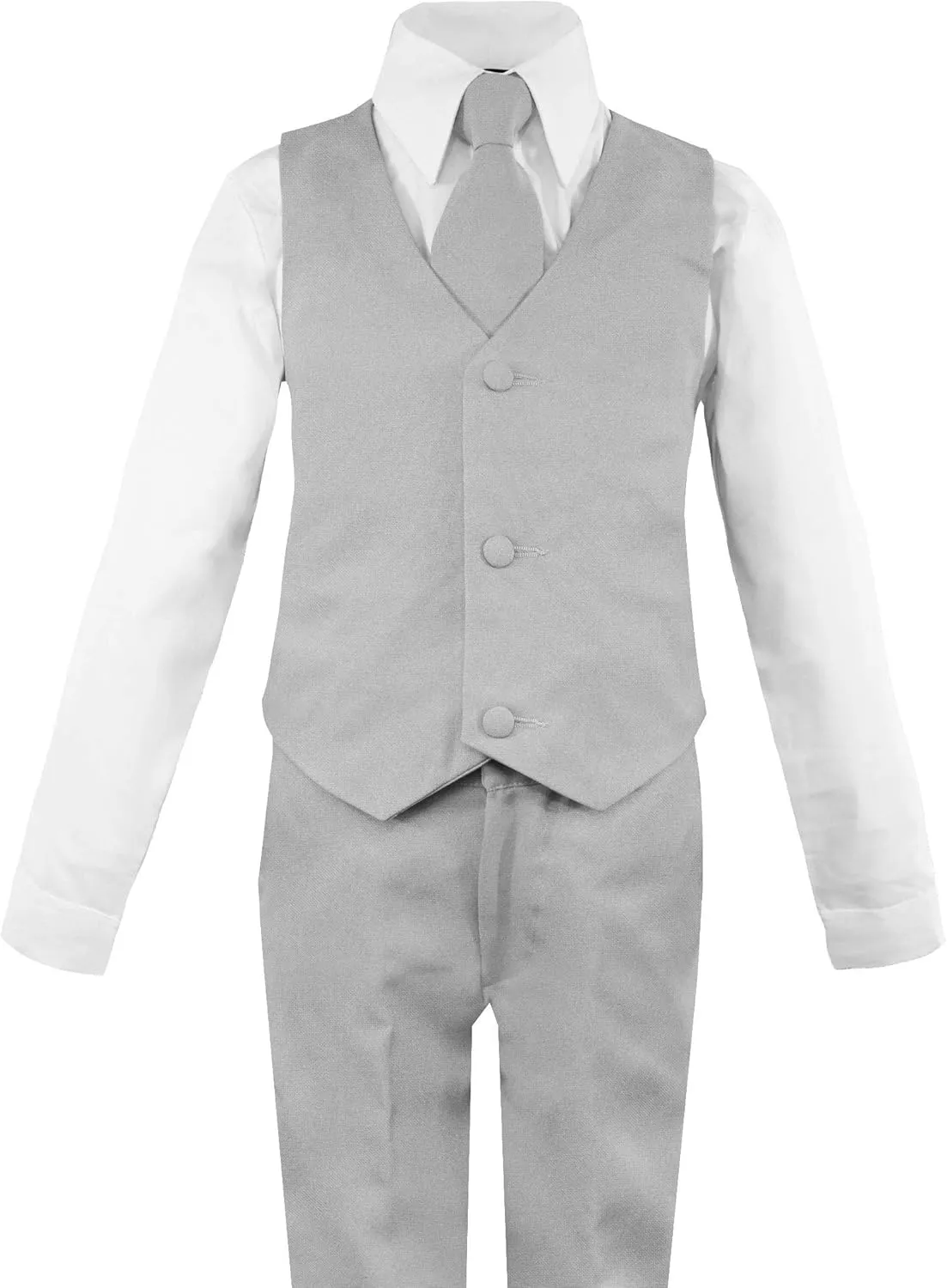 Luca Gabriel Toddler Boys' 5 Piece Classic Fit No Tail Formal Khaki Dress Suit Set with Tie and Vest
