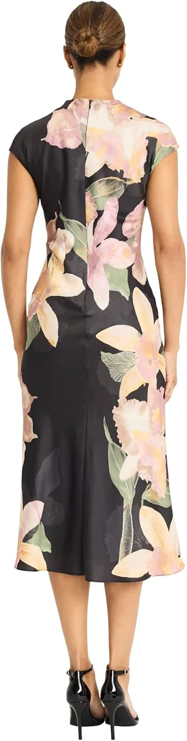 Maggy London Women's Bias Cut Dress W/Tucks at Shoulder