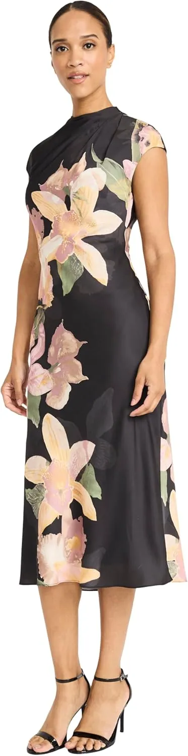 Maggy London Women's Bias Cut Dress W/Tucks at Shoulder