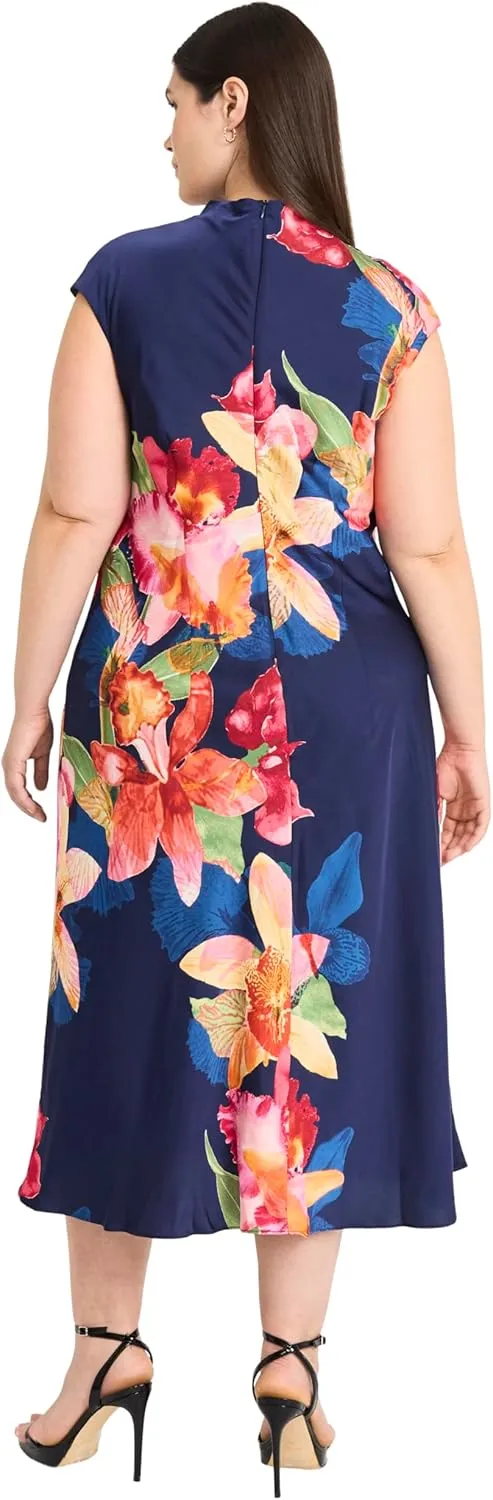 Maggy London Women's Bias Cut Dress W/Tucks at Shoulder