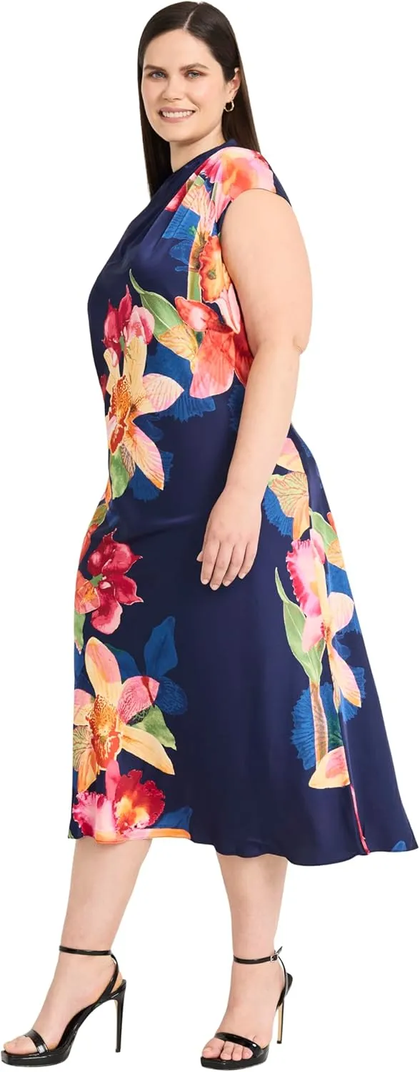 Maggy London Women's Bias Cut Dress W/Tucks at Shoulder