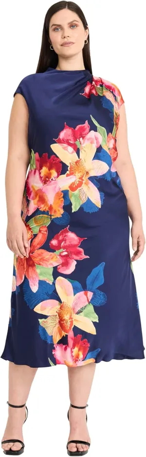 Maggy London Women's Bias Cut Dress W/Tucks at Shoulder