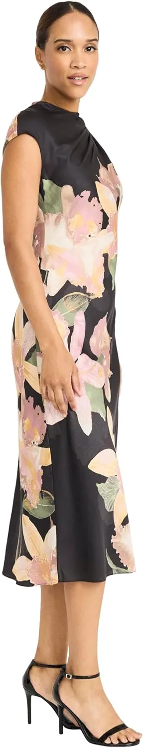 Maggy London Women's Bias Cut Dress W/Tucks at Shoulder