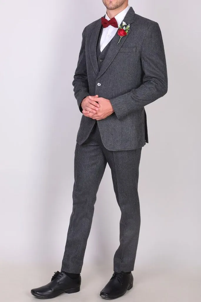 Men Grey 3 Piece Winter Suit Wedding Grey Suit Formal Dinner Suit Bespoke Tailoring Suit Prom Wear Groomsmen Gift For Men