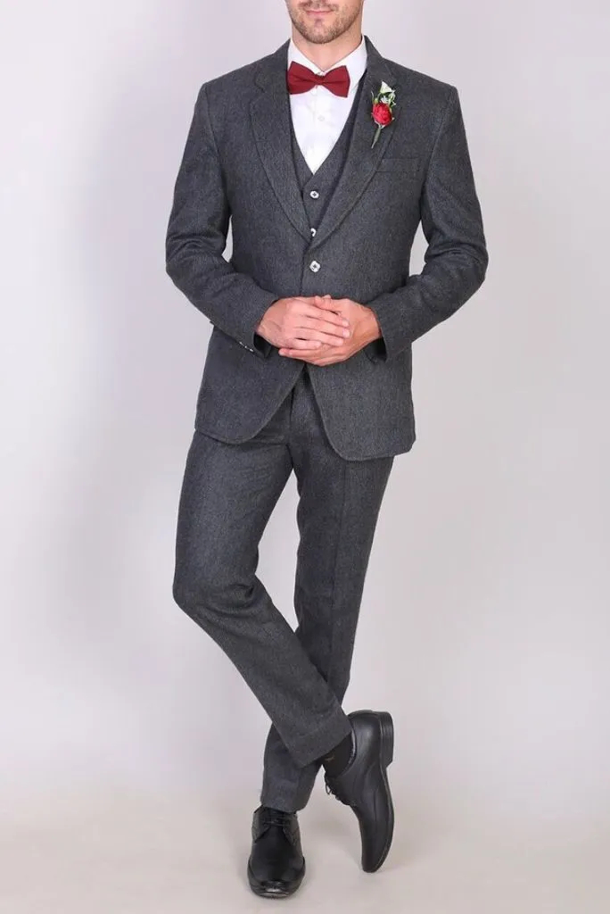 Men Grey 3 Piece Winter Suit Wedding Grey Suit Formal Dinner Suit Bespoke Tailoring Suit Prom Wear Groomsmen Gift For Men