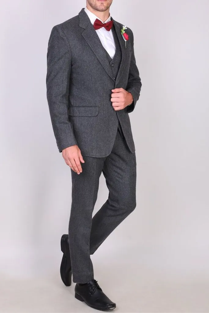 Men Grey 3 Piece Winter Suit Wedding Grey Suit Formal Dinner Suit Bespoke Tailoring Suit Prom Wear Groomsmen Gift For Men