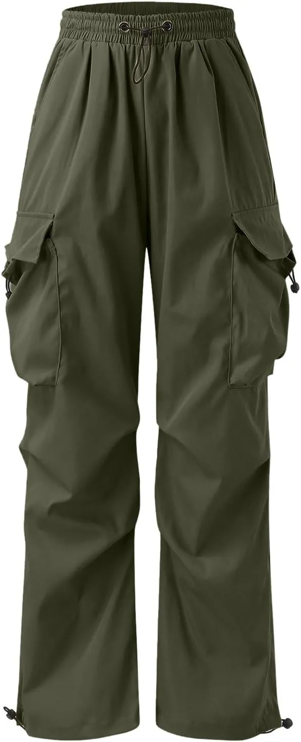 Mens Cargos Pant Casual Work Pant Elasticated Waist Wide Leg Cargo Joggers Multi Pockets