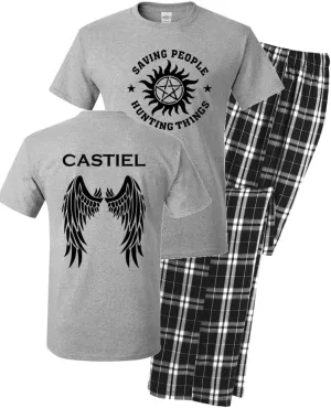 Men's Castiel Saving People Hunting Things Pajama Set, Retro Gift for Men