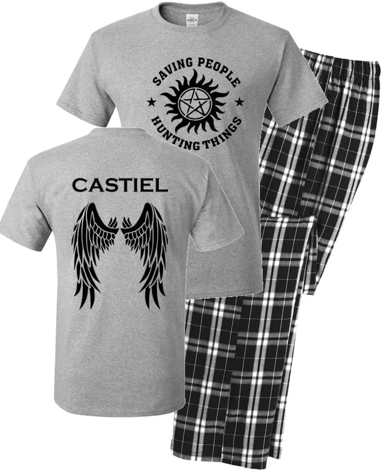 Men's Castiel Saving People Hunting Things Pajama Set, Retro Gift for Men