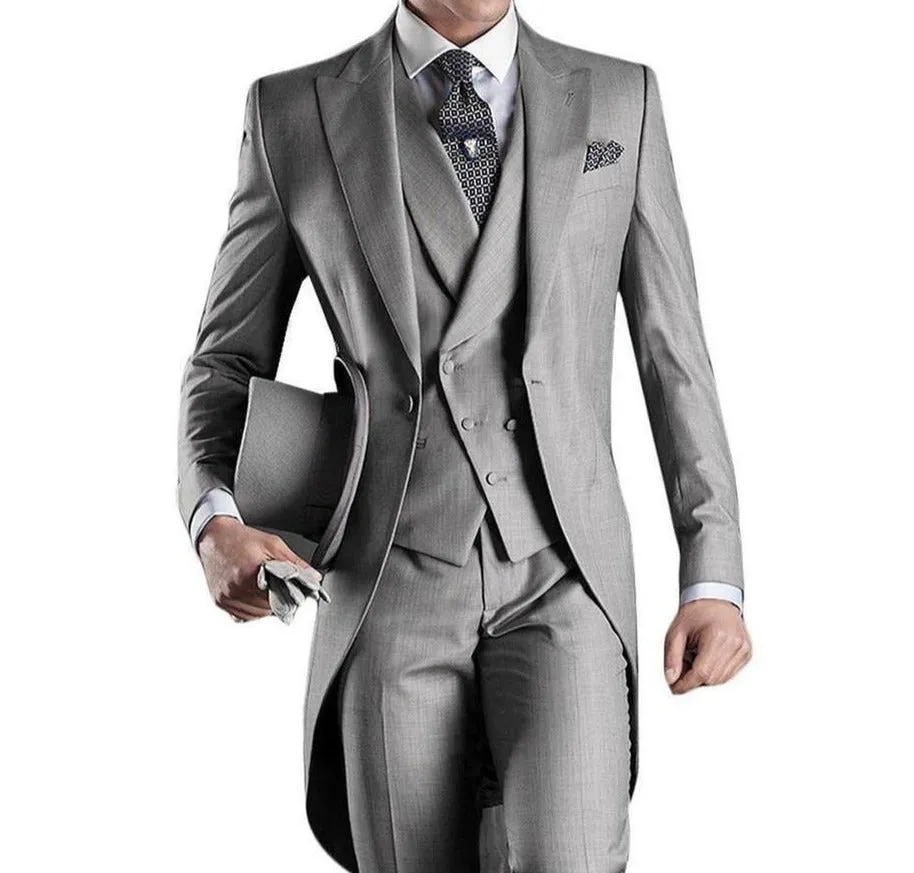 Mens  Custom made  wedding Tuxedo Grooms long Tail wedding suit