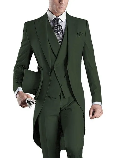 Mens  Custom made  wedding Tuxedo Grooms long Tail wedding suit