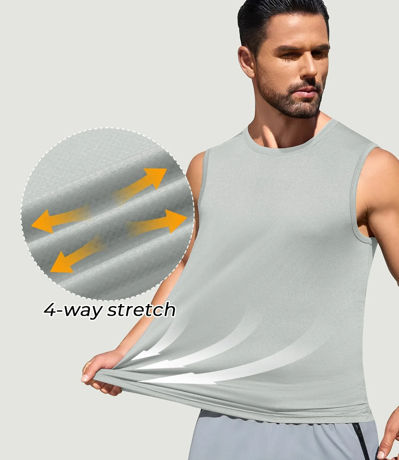 Men's Gym Tank Top Quick Dry 3 Pack Sleeveless Muscle Shirts Sun Protection UPF50  Running Workout Tank Tops