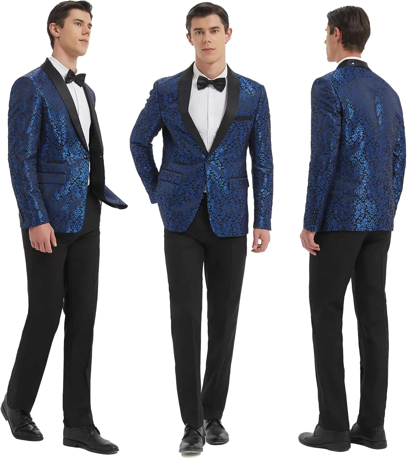 Men's Slim Fit 2 Pieces Tuxedo Shawl Lapel Suits Paisley Jacket Pants Set for Wedding Prom Dinner Party