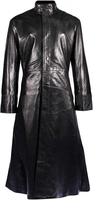 Mens Super Hero Cosplay Costume Black Wool Coat Full Length Style Buttoned Wool Trench Coat