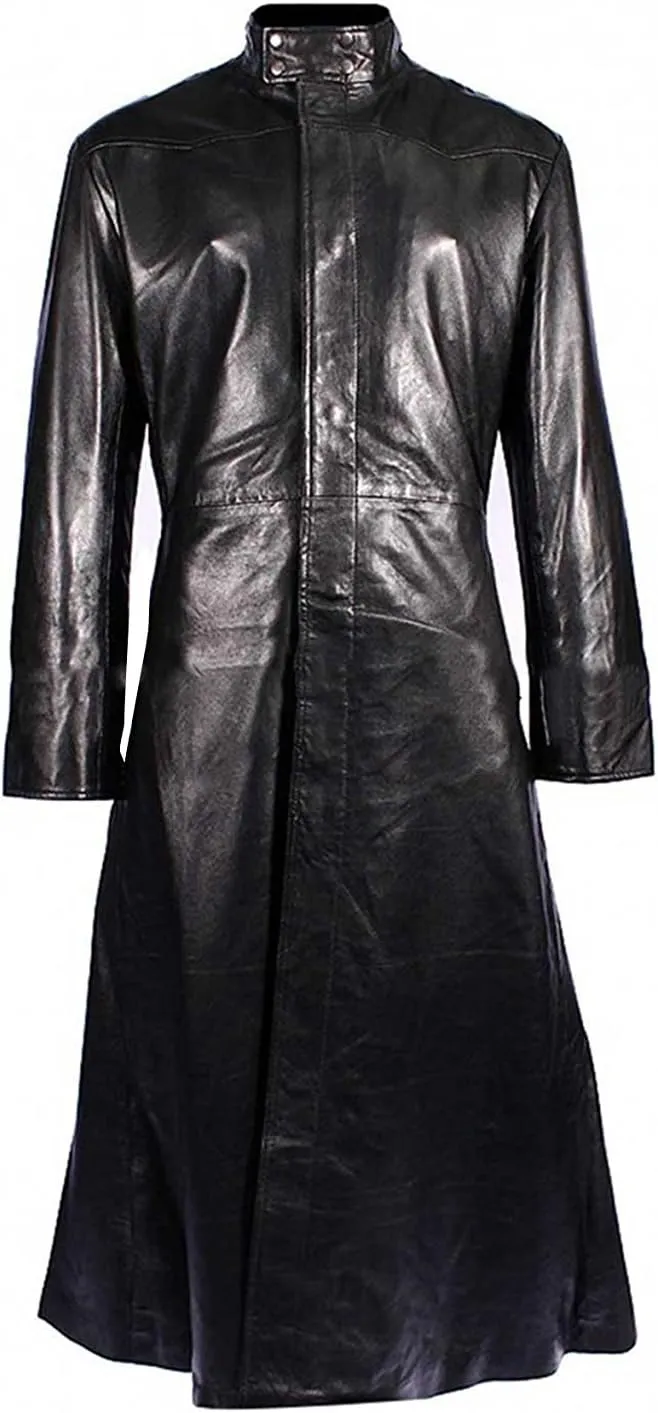 Mens Super Hero Cosplay Costume Black Wool Coat Full Length Style Buttoned Wool Trench Coat