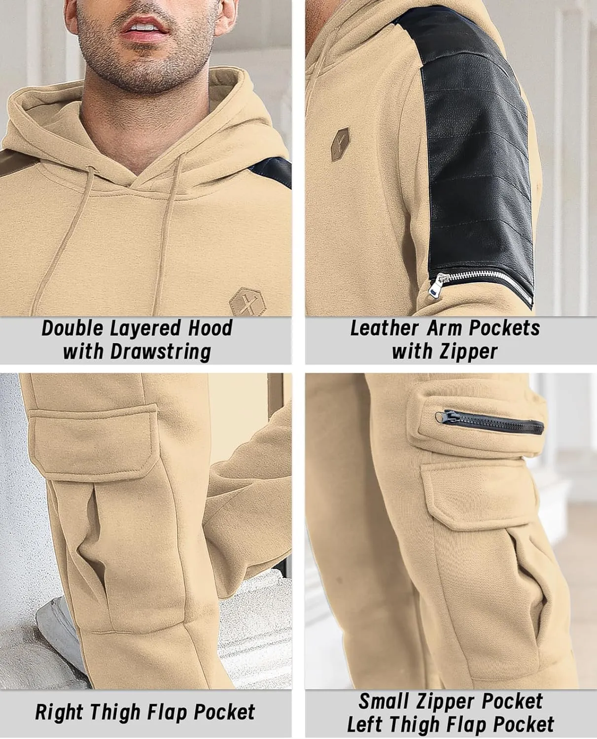 Men's Tracksuit 2 Piece Hoodie Athletic Jogging Sweatsuits for Men Casual Sports Long Sleeve Pullover Suit Set