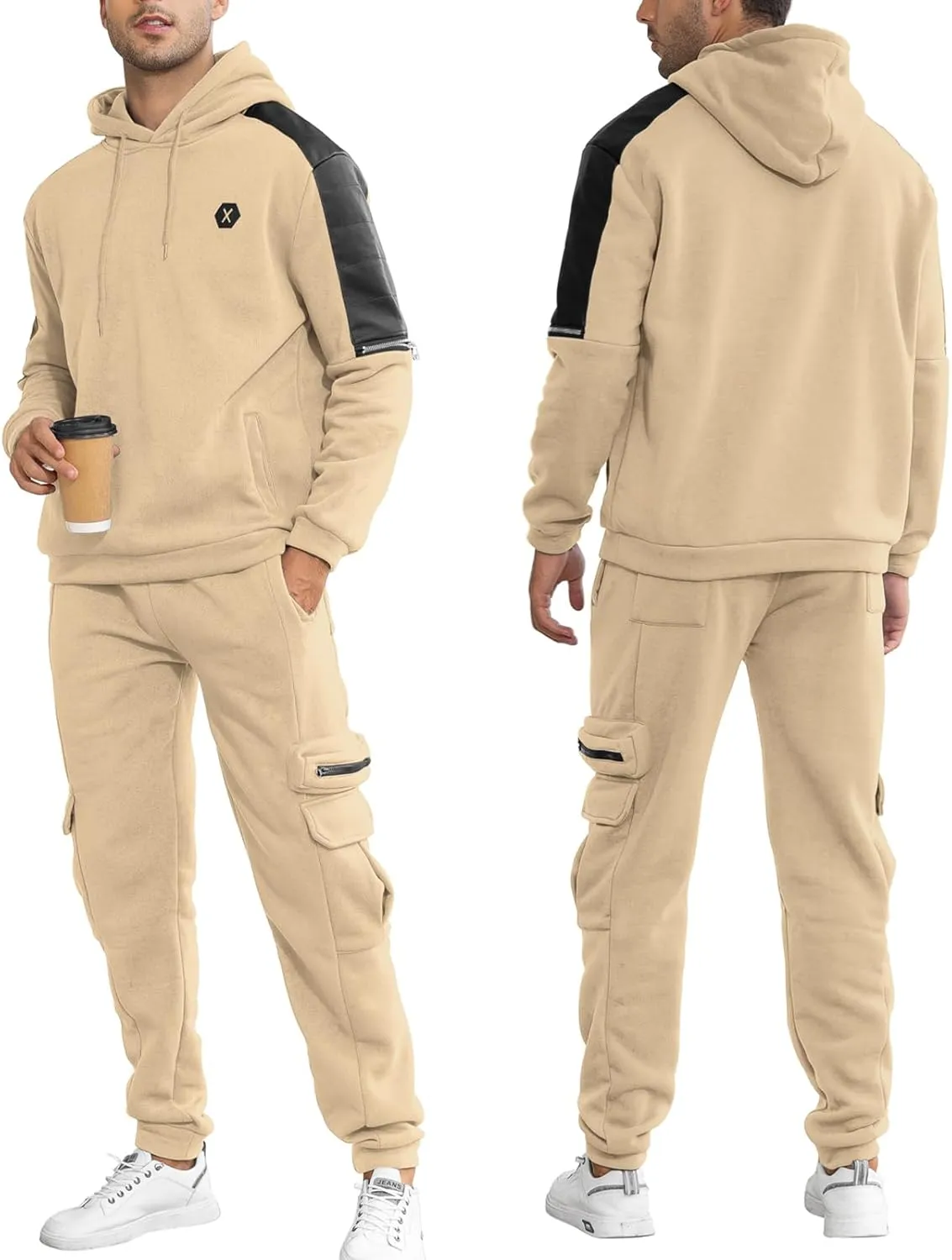 Men's Tracksuit 2 Piece Hoodie Athletic Jogging Sweatsuits for Men Casual Sports Long Sleeve Pullover Suit Set