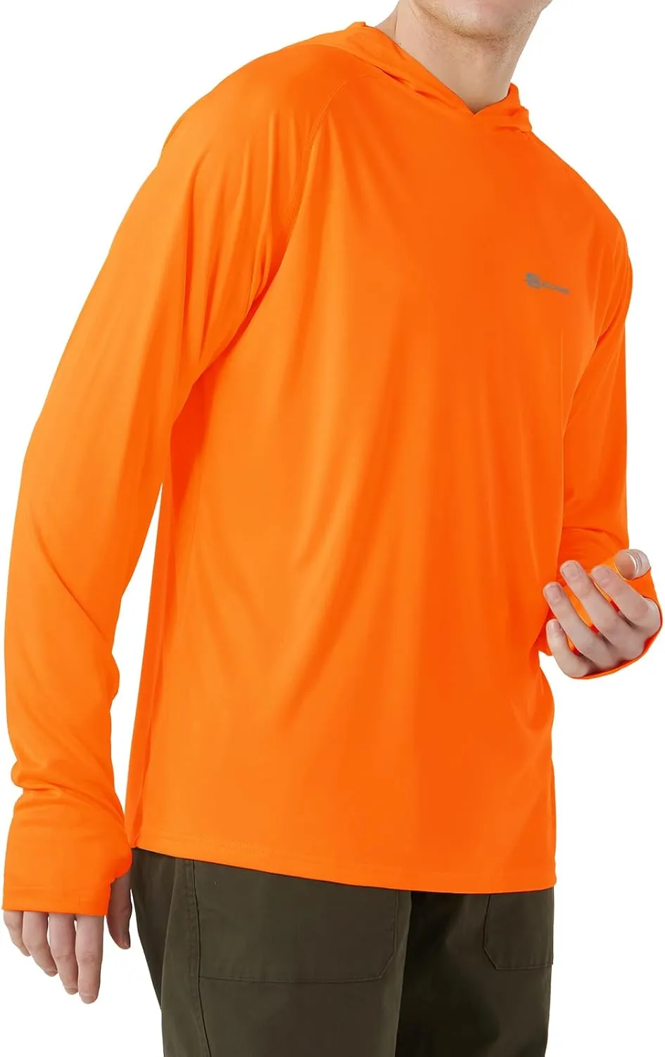 Mens UPF 50  Hoodie Rash Guard Shirt Long Sleeve with Thumb Holes Moisture Wicking Quick Dry Fishing Running Hiking