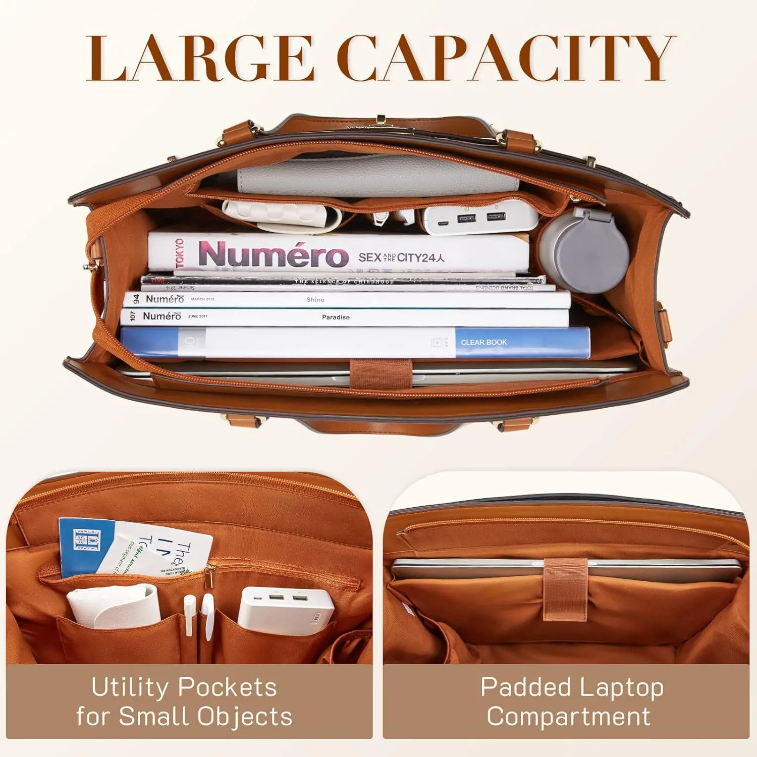Missnine Laptop Bag for Women 15.6 inch PU Leather Briefcase Professional Computer Bag Business Office Work Bag
