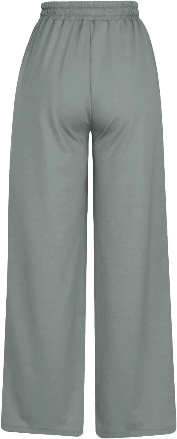 Miyaomn Womens Sweatpants Wide Leg High Waist Lounge Pants Front Pleated Drawstring Gym Workout Sports Casual Travel Trousers