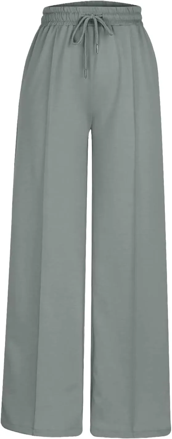 Miyaomn Womens Sweatpants Wide Leg High Waist Lounge Pants Front Pleated Drawstring Gym Workout Sports Casual Travel Trousers