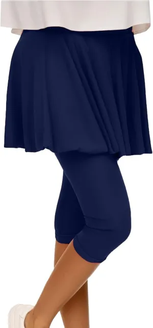 Miyaomn Women's Tennis Skirted Leggings Golf Sports Capris with Attach Skirt Pleated Athletic Yoga Skorts Pickleball Clothing