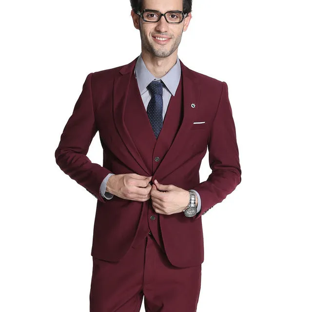 MOGU 2017 New Arrival Mens Slim Fit Suit 3 Piece Mens Suits Wedding Groom (Blazer Vest Pants) Large Size Wedding Suits For Men