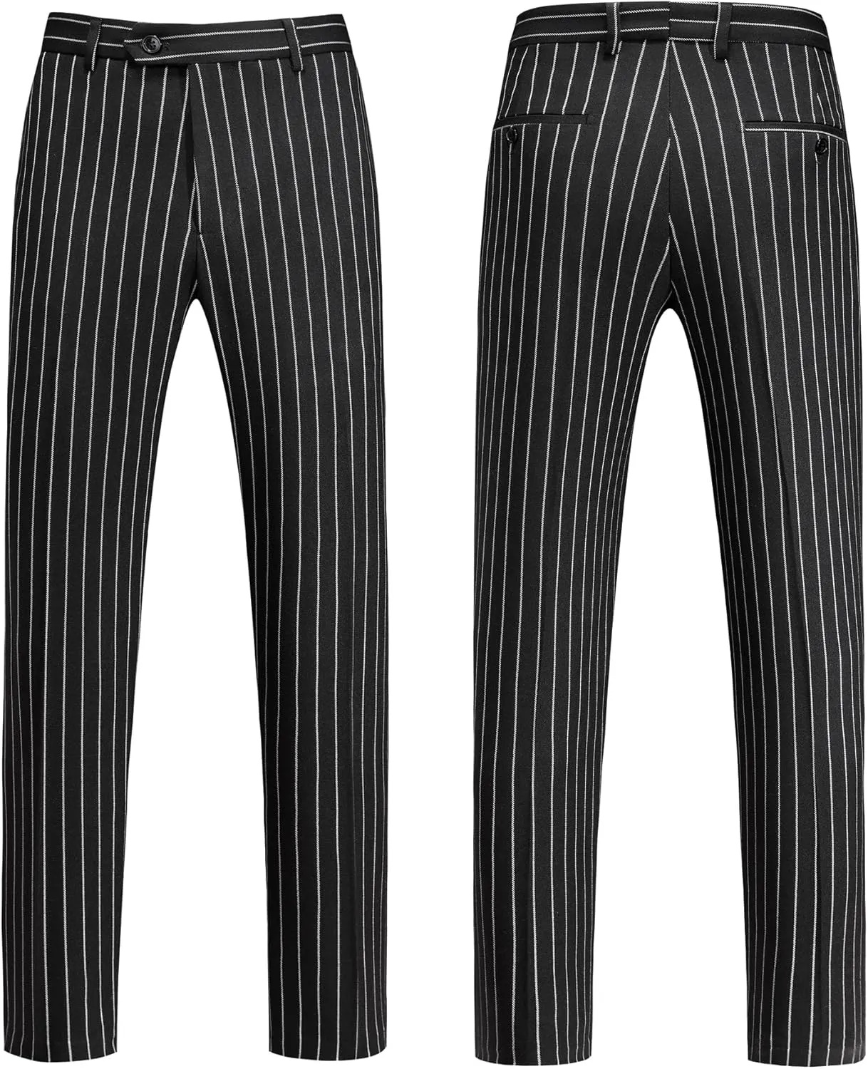 MOGU Mens Double Breasted Pinstripe Suit - 2 Piece Slim Fit Vintage Tuxedo for Groomsmen, Wedding, Prom