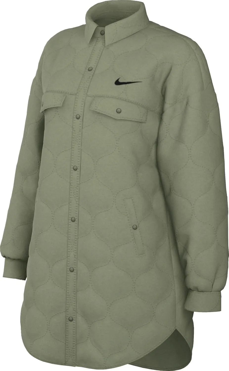 Nike Sportswear Essential Women's Quilted Trench Jacket (US, Alpha, Large, Regular, Regular, Oil Green/Black)
