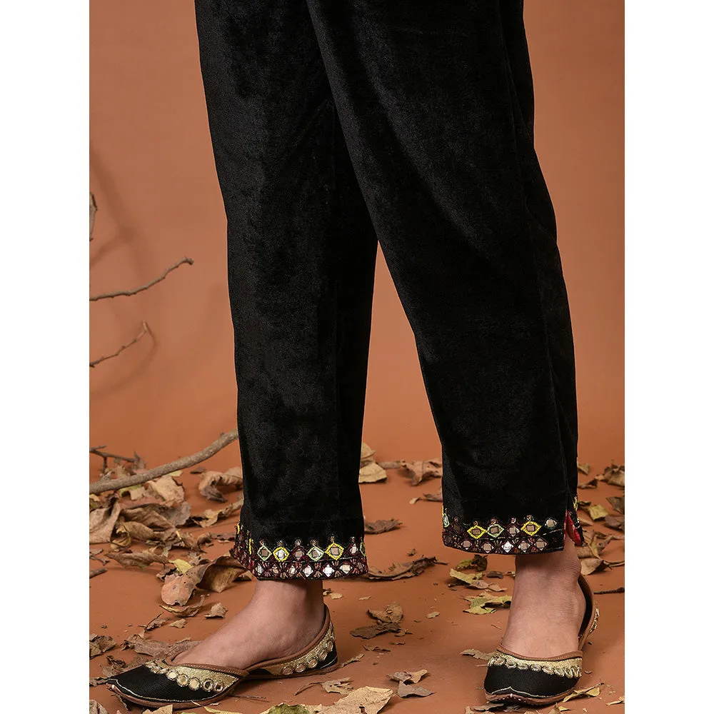 NUHH Fresh Charcoal Velvet Pant & Kurta (Set of 2)