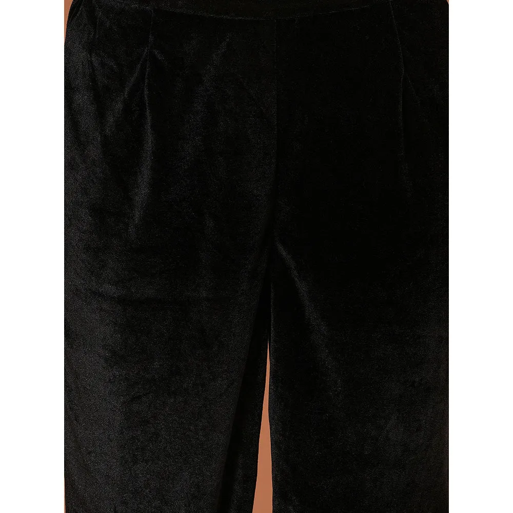 NUHH Fresh Charcoal Velvet Pant & Kurta (Set of 2)