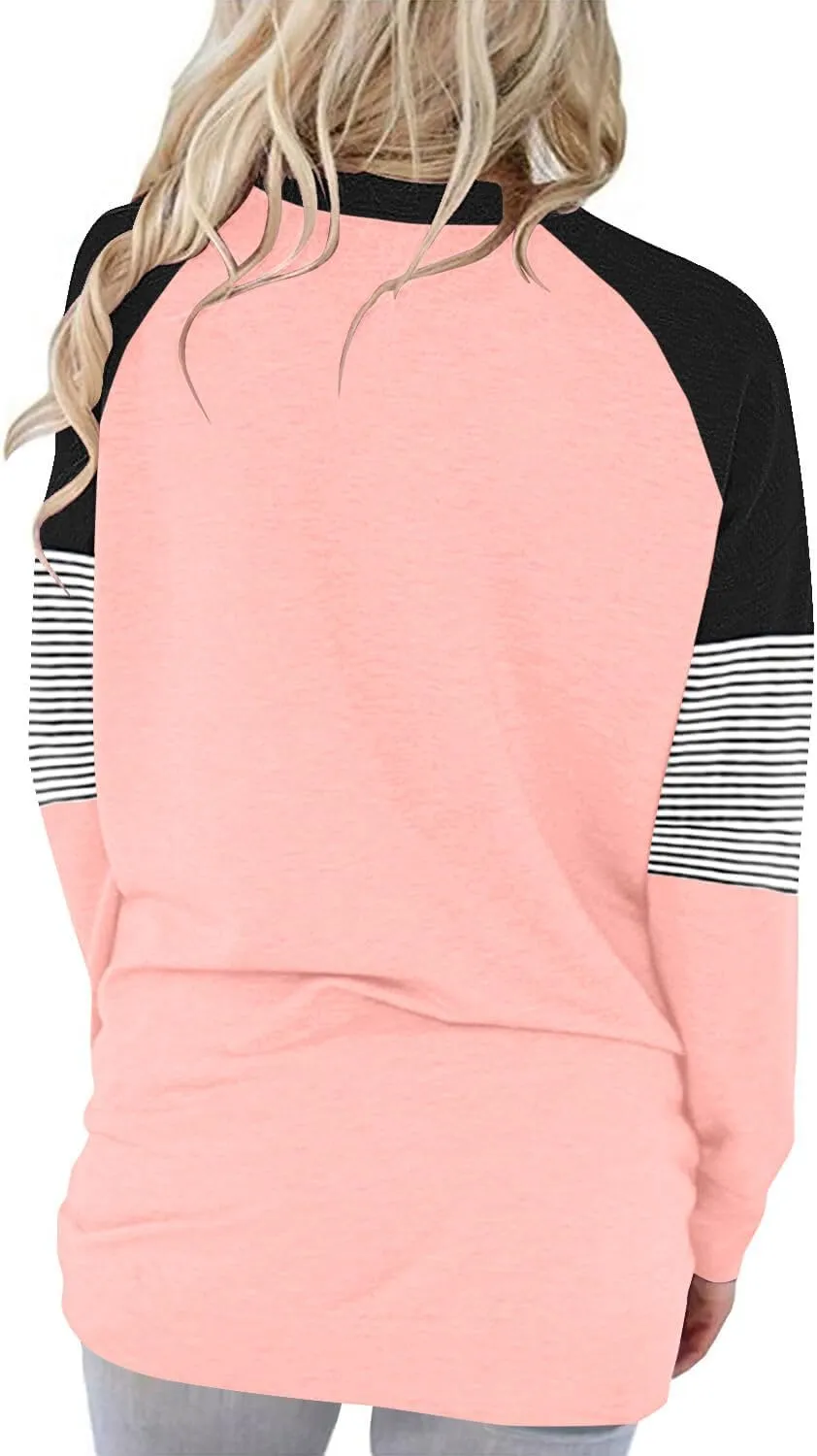 ONLYSHE Womens Crewneck Sweatshirt Casual Loose Fitting Tops Long Sleeve T Shirt