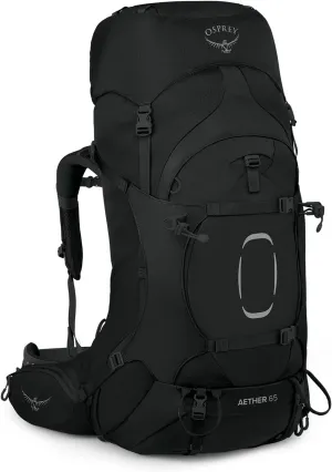 Osprey Aether 65L Men's Backpacking Backpack, Black, L/XL, Extended Fit