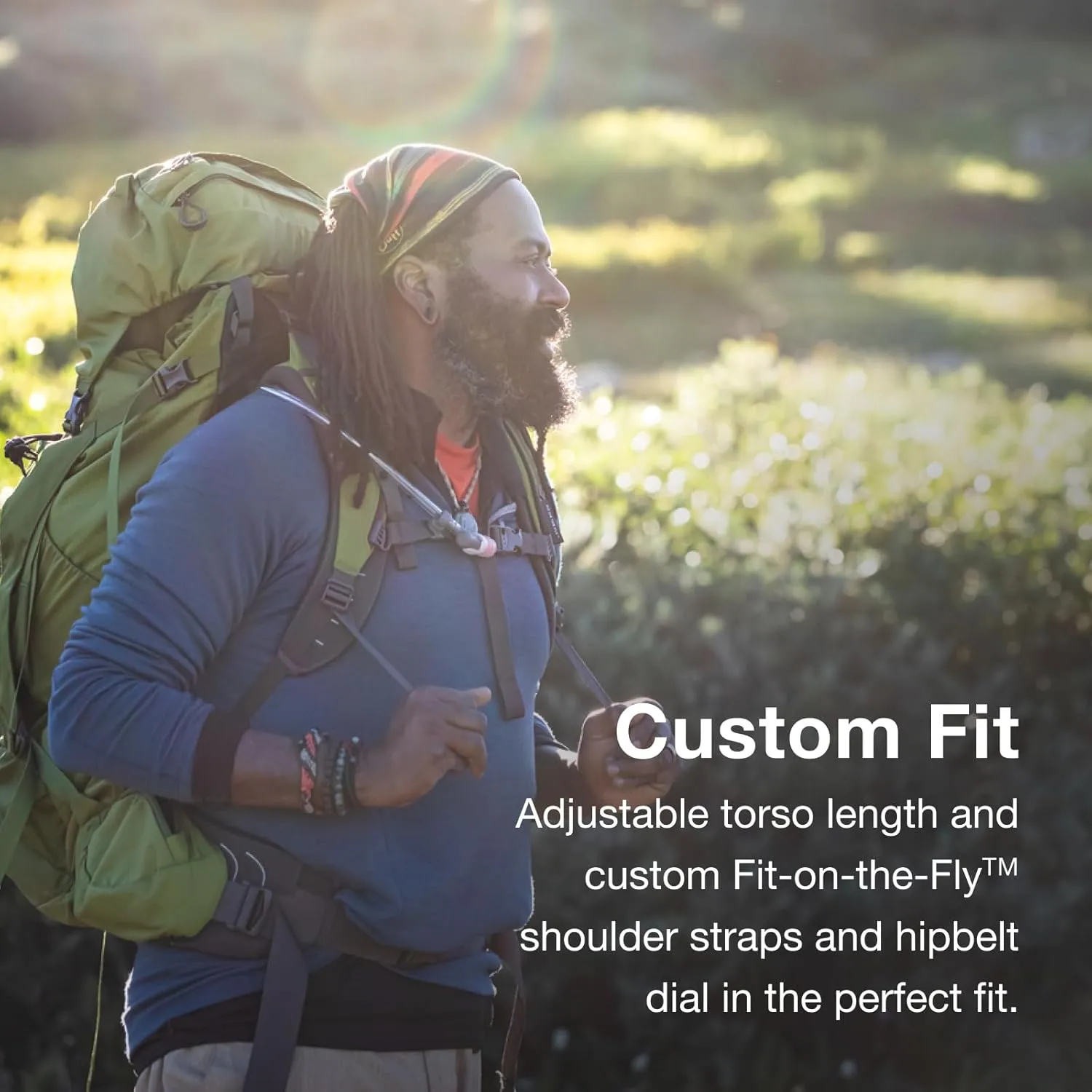 Osprey Aether 65L Men's Backpacking Backpack, Garlic Mustard Green, L/XL, Extended Fit