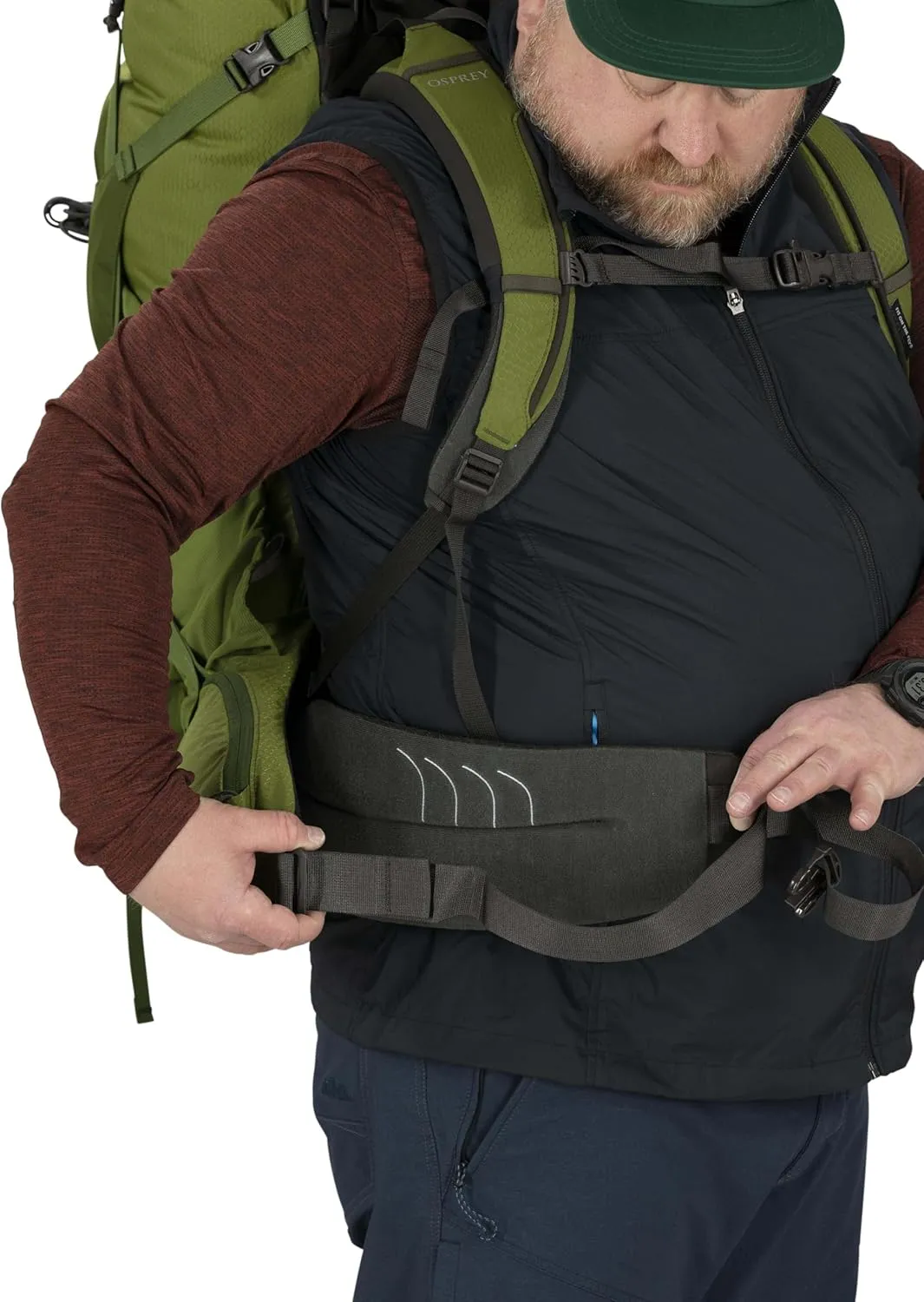 Osprey Aether 65L Men's Backpacking Backpack, Garlic Mustard Green, L/XL, Extended Fit