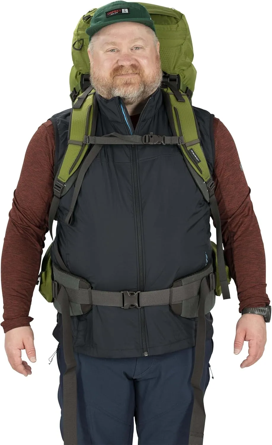 Osprey Aether 65L Men's Backpacking Backpack, Garlic Mustard Green, L/XL, Extended Fit