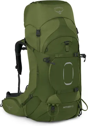 Osprey Aether 65L Men's Backpacking Backpack, Garlic Mustard Green, L/XL, Extended Fit