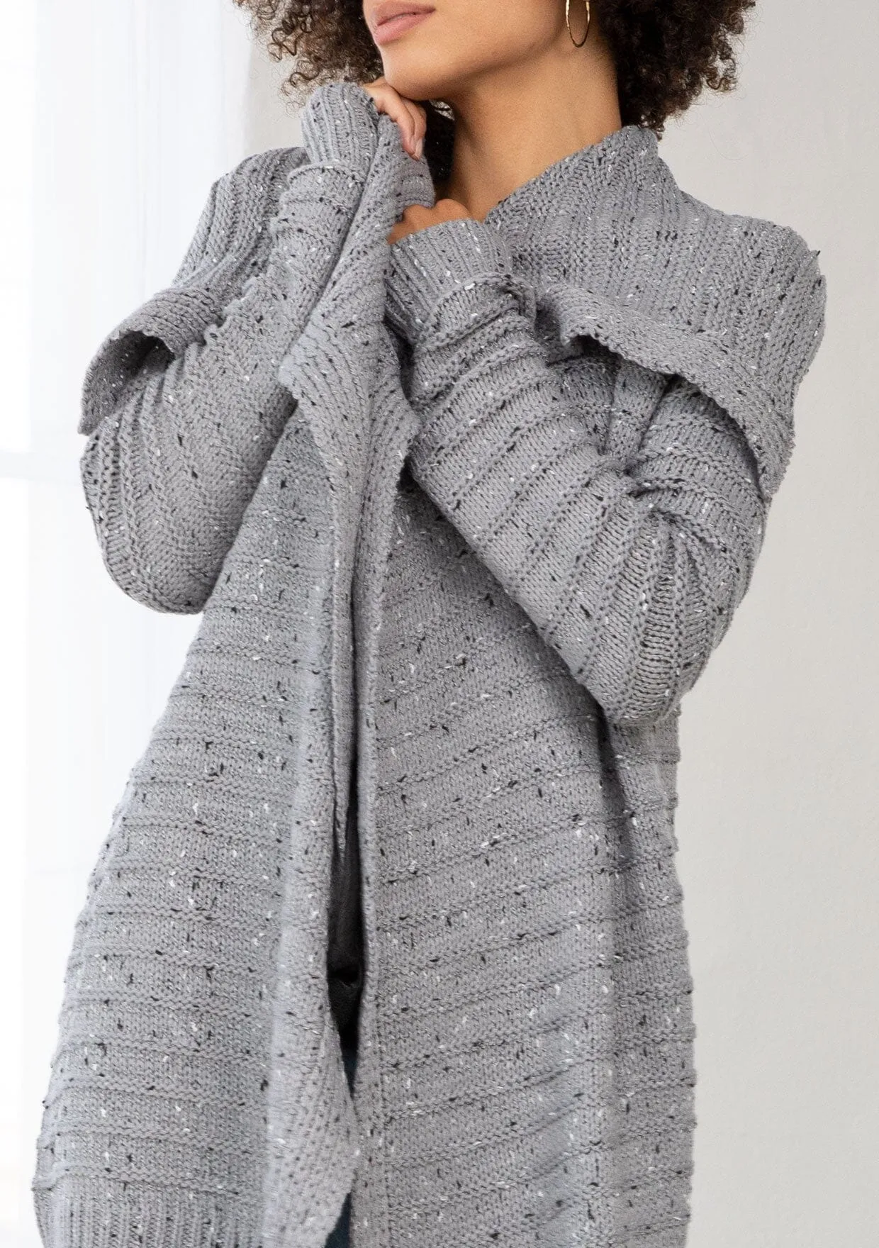Oversized Lapel Knit Cardigan