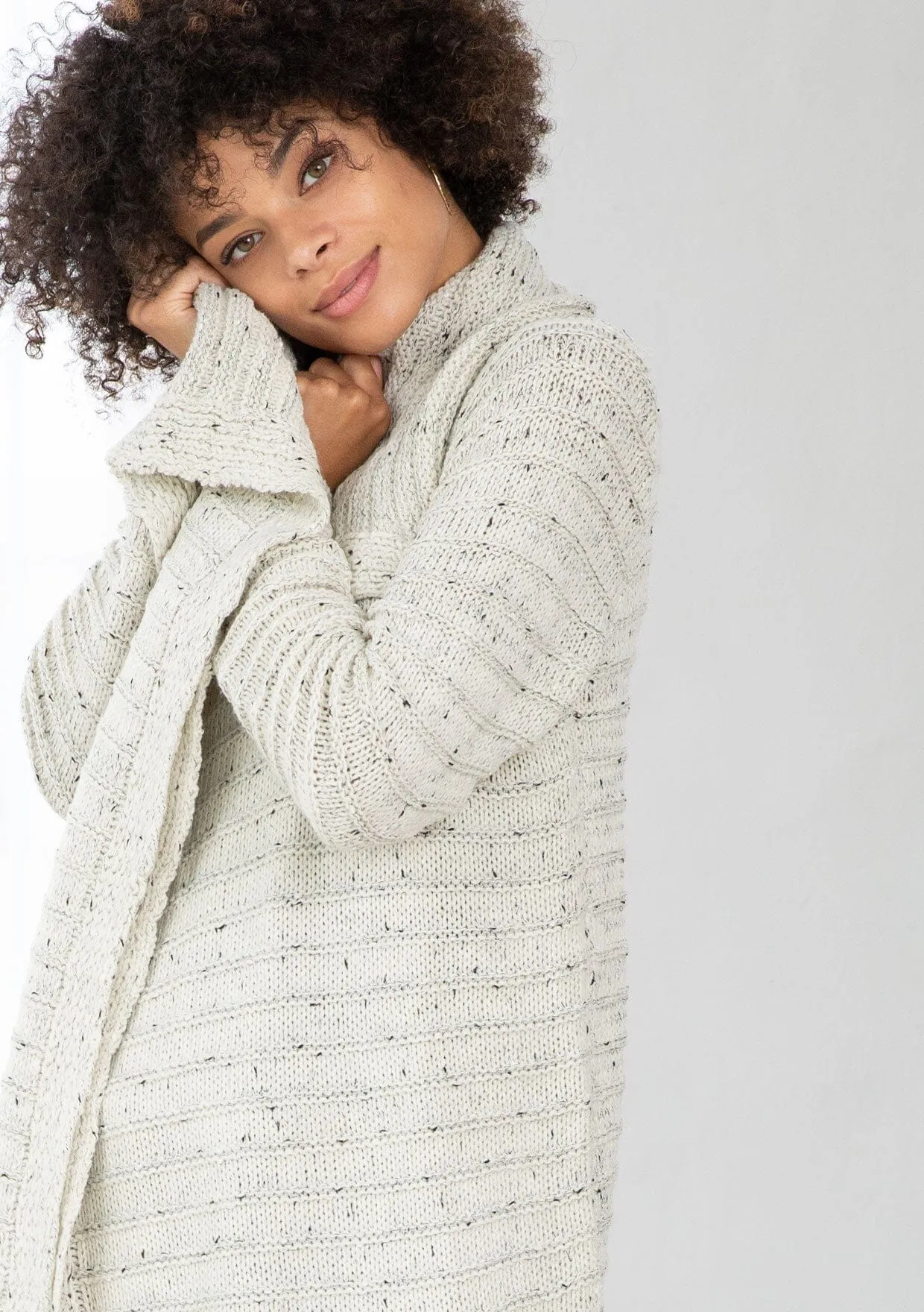 Oversized Lapel Knit Cardigan
