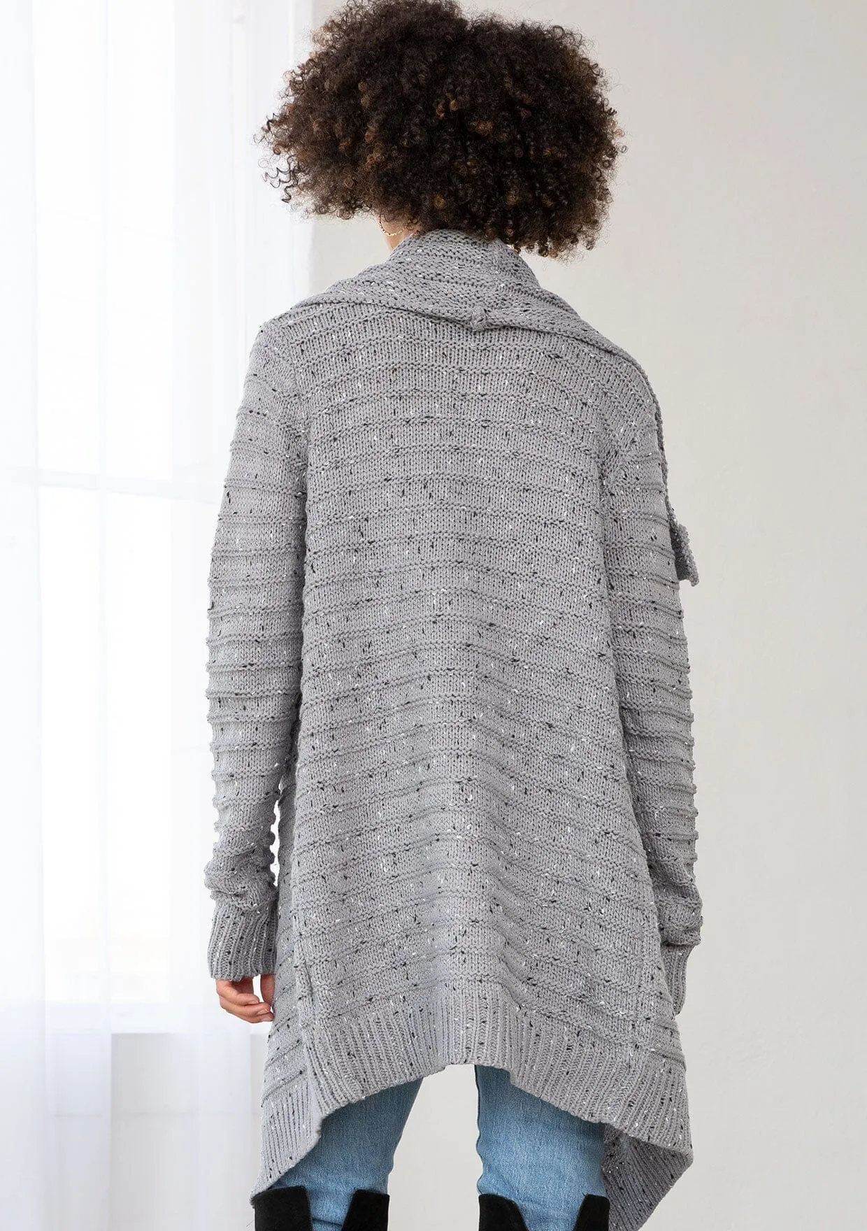 Oversized Lapel Knit Cardigan