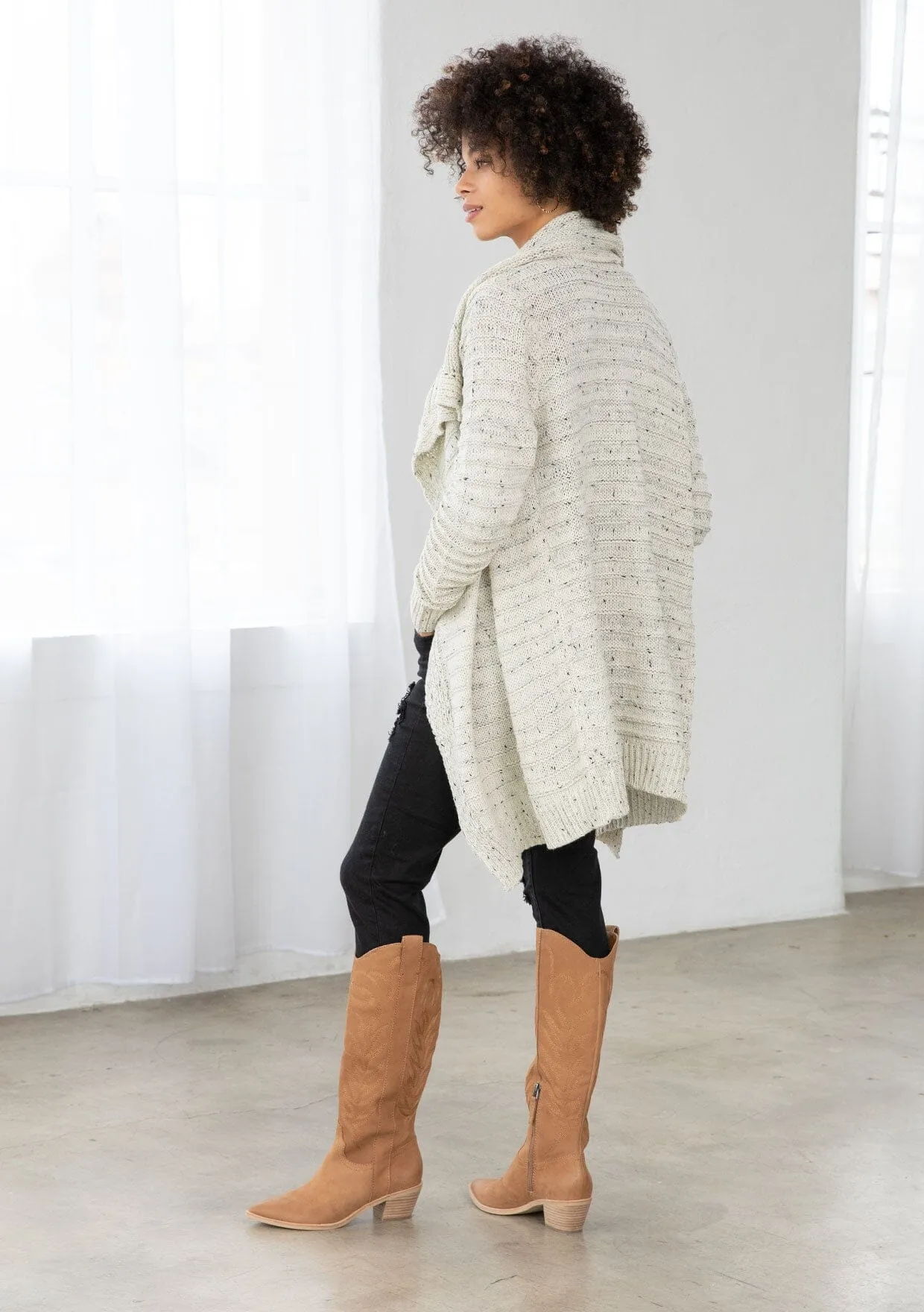 Oversized Lapel Knit Cardigan