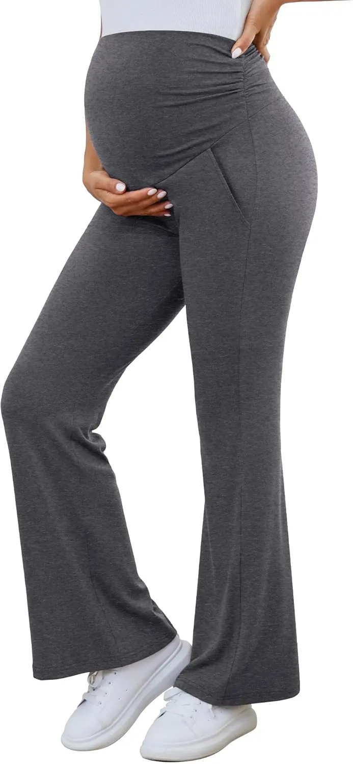 PACBREEZE Women's Maternity Pants Lounge Workout Joggers Over The Belly Pajama Sweatpants Stretchy Pregnancy Pants