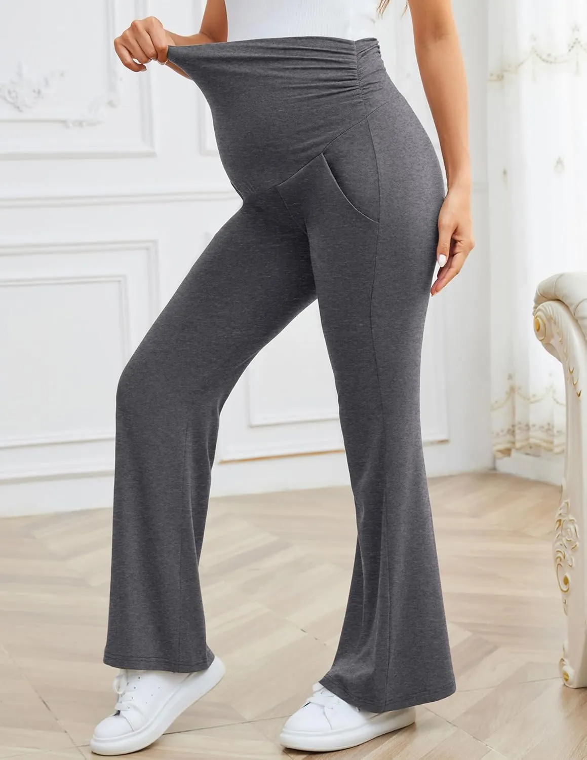 PACBREEZE Women's Maternity Pants Lounge Workout Joggers Over The Belly Pajama Sweatpants Stretchy Pregnancy Pants