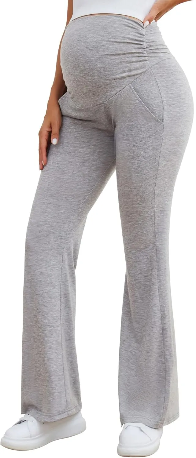 PACBREEZE Women's Maternity Pants Lounge Workout Joggers Over The Belly Pajama Sweatpants Stretchy Pregnancy Pants