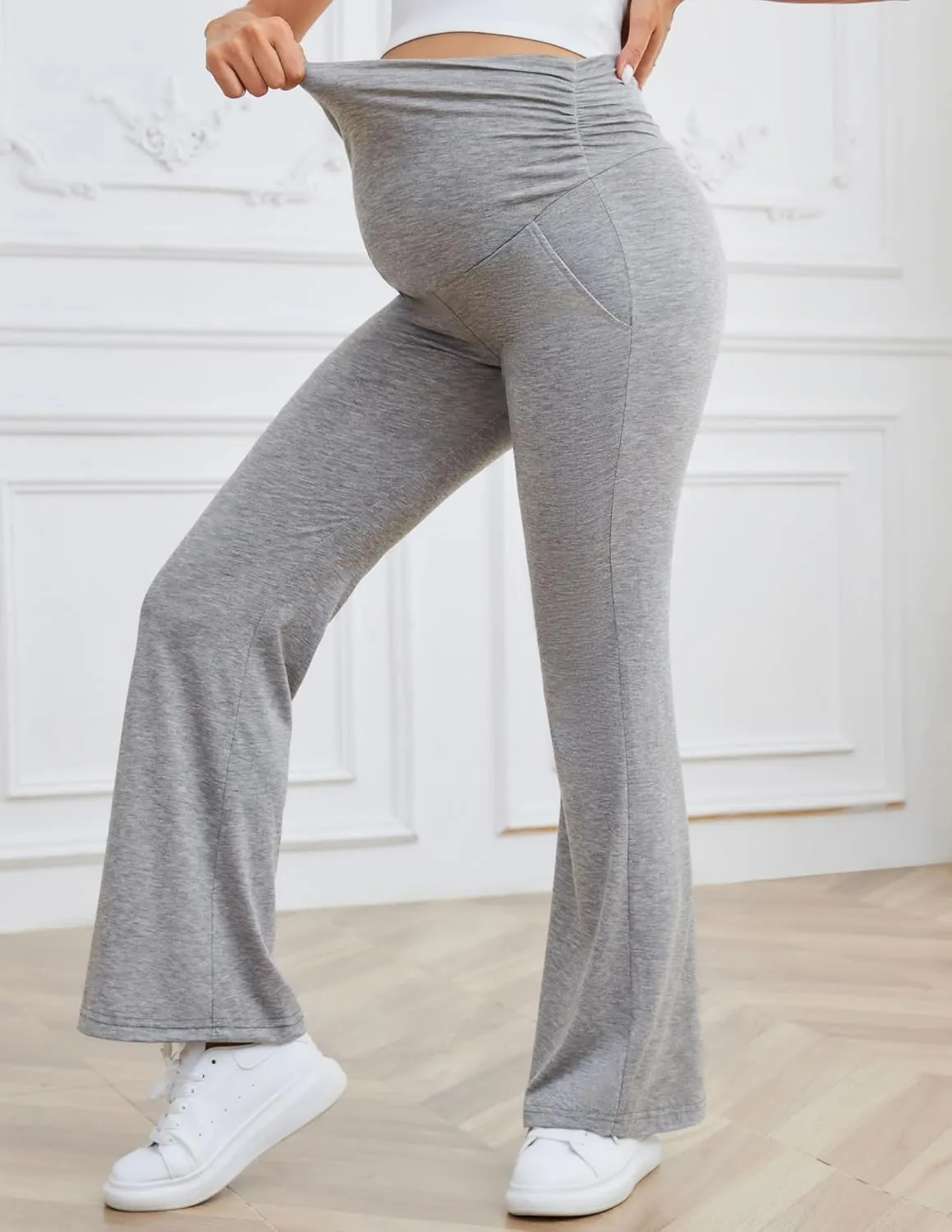PACBREEZE Women's Maternity Pants Lounge Workout Joggers Over The Belly Pajama Sweatpants Stretchy Pregnancy Pants