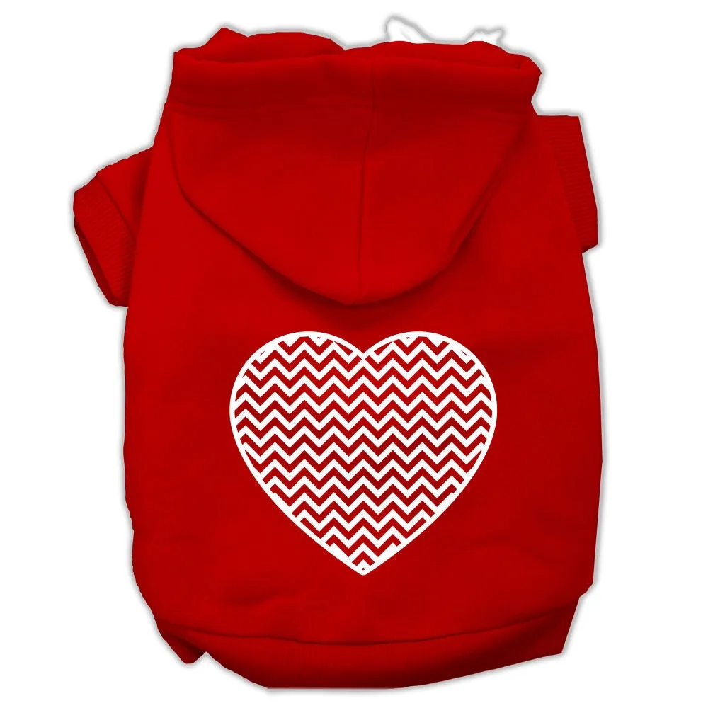 Pet Dog & Cat Hoodie Screen Printed, "Chevron Heart"