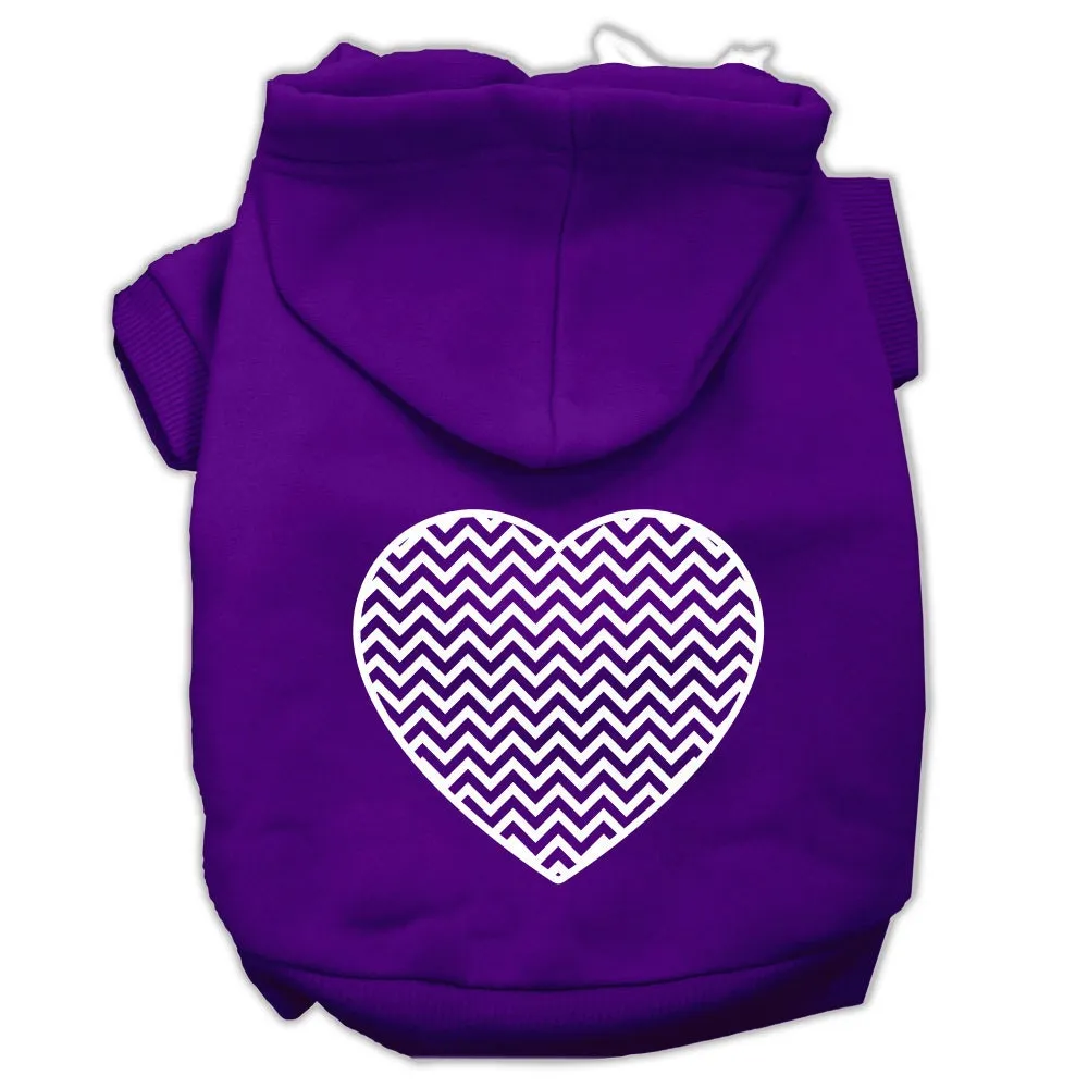 Pet Dog & Cat Hoodie Screen Printed, "Chevron Heart"