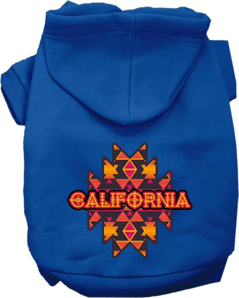 Pet Dog & Cat Screen Printed Hoodie for Medium to Large Pets (Sizes 2XL-6XL), "California Navajo Tribal"