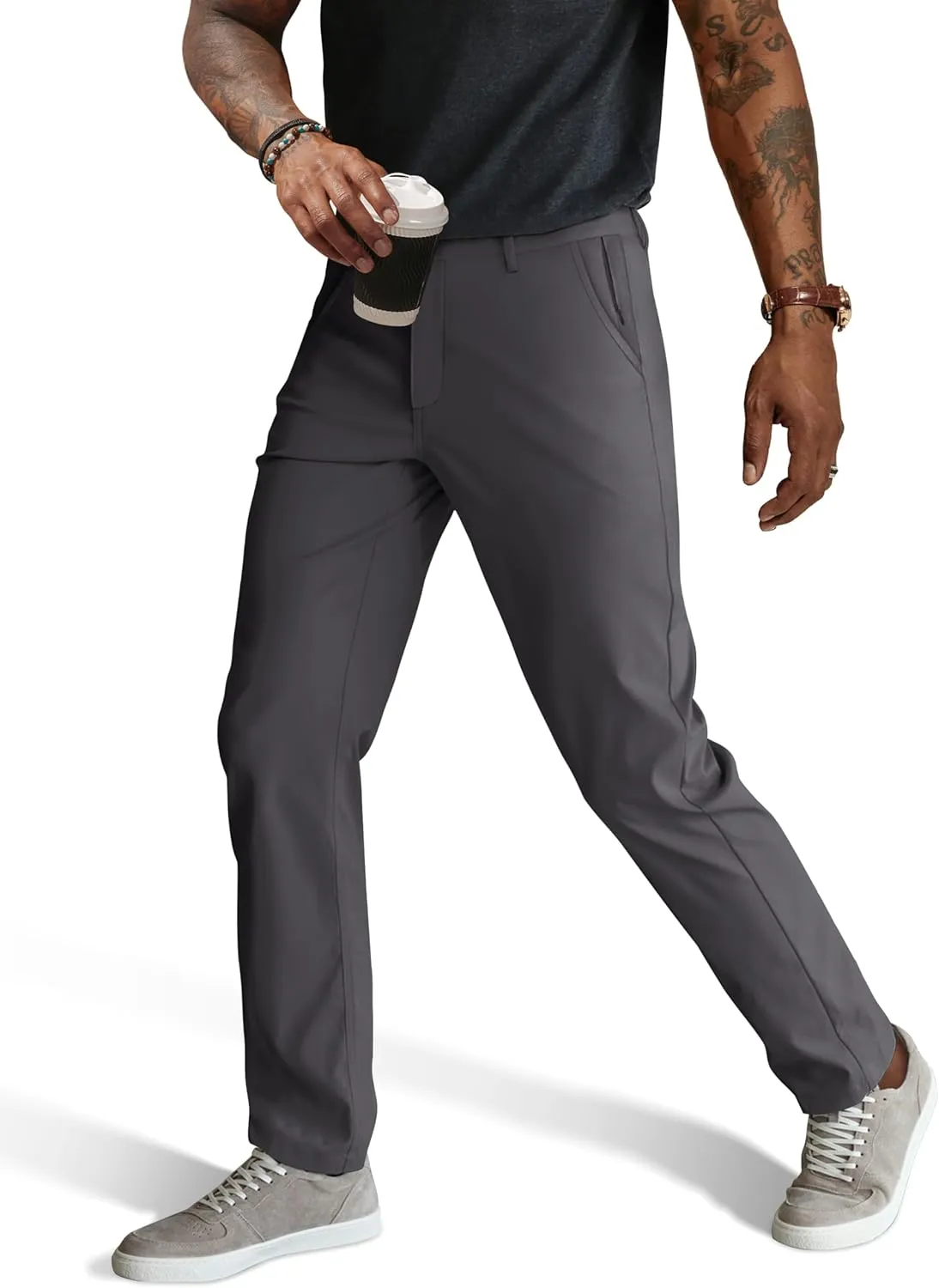 PJ PAUL JONES Mens Stretch Golf Pants Quick Dry Lightweight Casual Pants with Pockets
